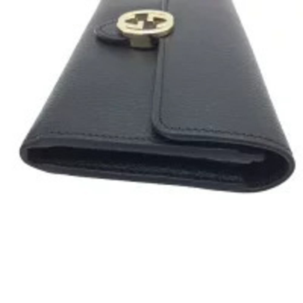GUCCI Long Wallet Bi fold Leather Black Interlocking GG Zippered Wallet Card - Picture 7 of 10